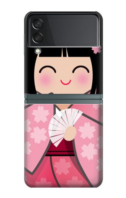 S3042 Japon fille Hina Sakura Kimono Poupée Etui Coque Housse pour Samsung Galaxy Z Flip 3 5G