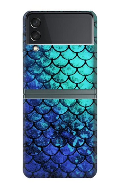 S3047 Vert Sirène écailles de poisson Etui Coque Housse pour Samsung Galaxy Z Flip 3 5G