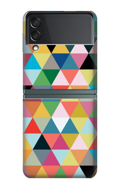 S3049 Triangles Couleurs vibrantes Etui Coque Housse pour Samsung Galaxy Z Flip 3 5G