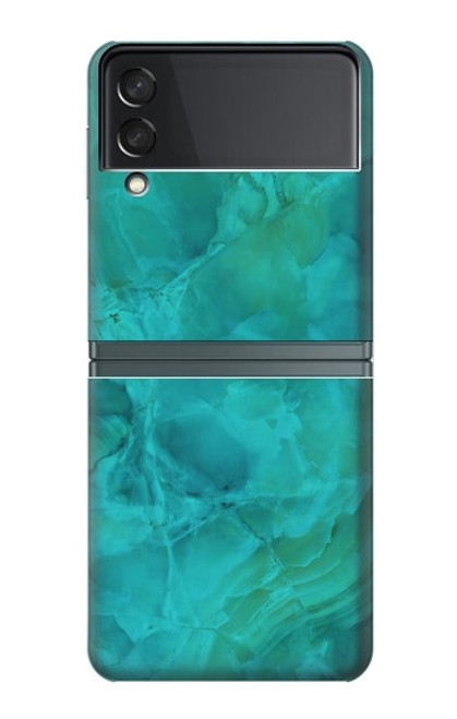 S3147 Aqua Marbre Pierre Etui Coque Housse pour Samsung Galaxy Z Flip 3 5G