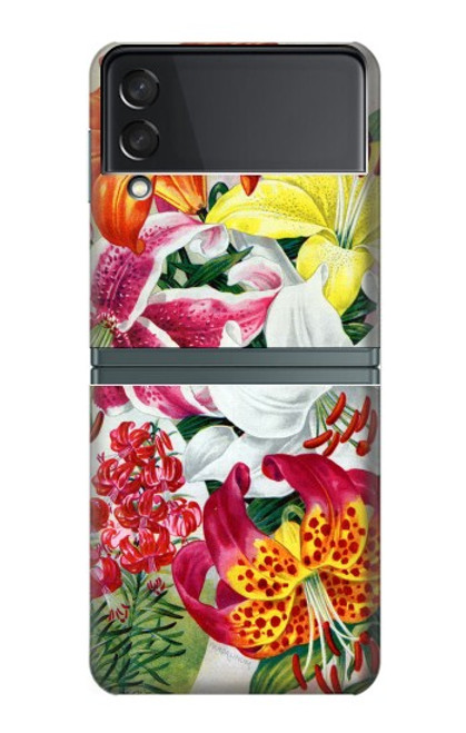 S3205 Fleurs Art Retro Etui Coque Housse pour Samsung Galaxy Z Flip 3 5G