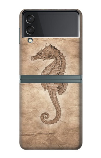 S3214 Hippocampe squelette Fossile Etui Coque Housse pour Samsung Galaxy Z Flip 3 5G