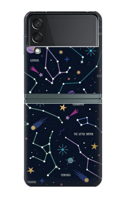 S3220 Carte Zodiaque étoiles Constellations Etui Coque Housse pour Samsung Galaxy Z Flip 3 5G