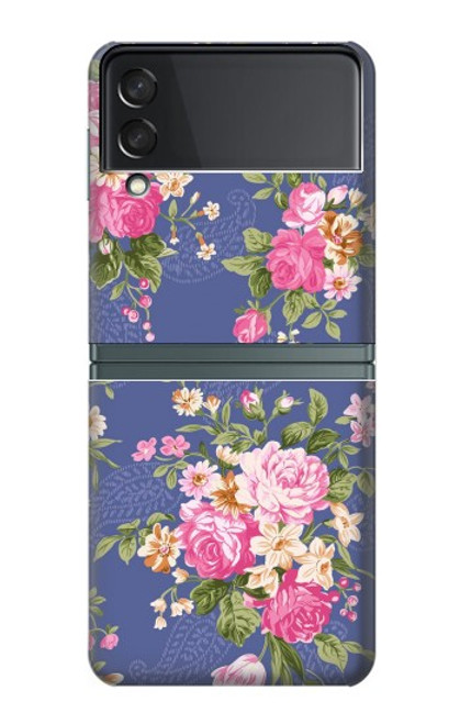 S3265 Motif Fleur millésimé Etui Coque Housse pour Samsung Galaxy Z Flip 3 5G