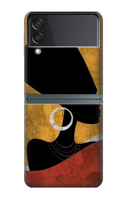 S3453 Africaine Reine Néfertiti Silhouette Etui Coque Housse pour Samsung Galaxy Z Flip 3 5G