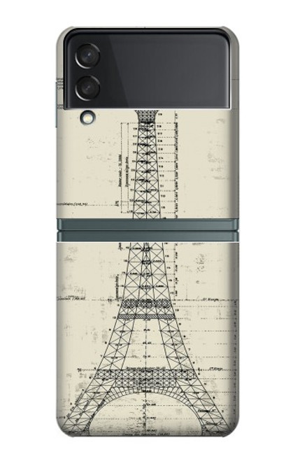 S3474 Dessin Architectural Eiffel Etui Coque Housse pour Samsung Galaxy Z Flip 3 5G