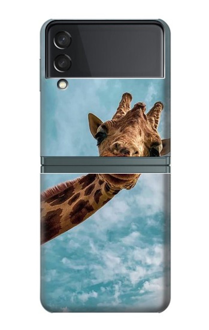 S3680 Girafe de sourire mignon Etui Coque Housse pour Samsung Galaxy Z Flip 3 5G