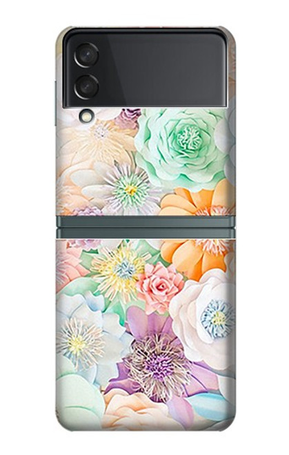 S3705 Fleur florale pastel Etui Coque Housse pour Samsung Galaxy Z Flip 3 5G