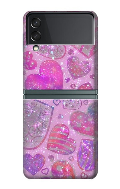 S3710 Coeur d'amour rose Etui Coque Housse pour Samsung Galaxy Z Flip 3 5G