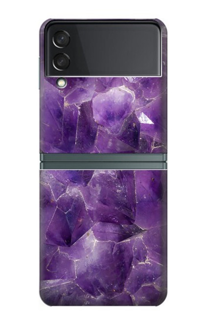 S3713 Graphique violet améthyste à quartz imprimé Etui Coque Housse pour Samsung Galaxy Z Flip 3 5G