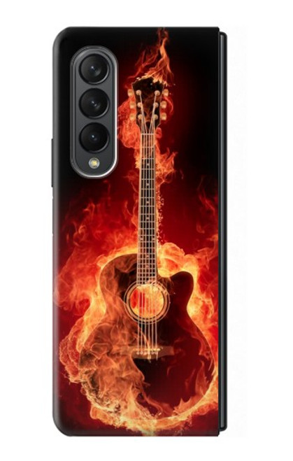 S0415 Graver guitare feu Etui Coque Housse pour Samsung Galaxy Z Fold 3 5G