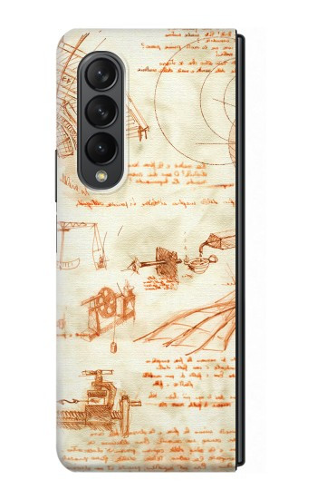 S0566 Dessin technique Da Vinci Etui Coque Housse pour Samsung Galaxy Z Fold 3 5G