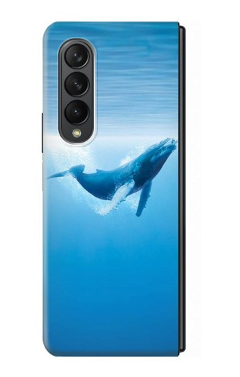 S0843 Baleine bleue Etui Coque Housse pour Samsung Galaxy Z Fold 3 5G