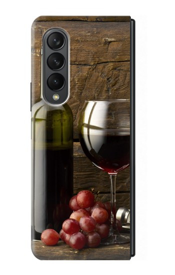 S1316 Raisins Bouteille et un verre de vin rouge Etui Coque Housse pour Samsung Galaxy Z Fold 3 5G