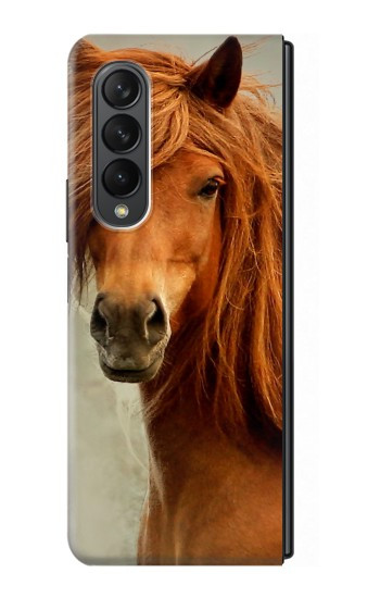 S1595 Beau cheval marron Etui Coque Housse pour Samsung Galaxy Z Fold 3 5G