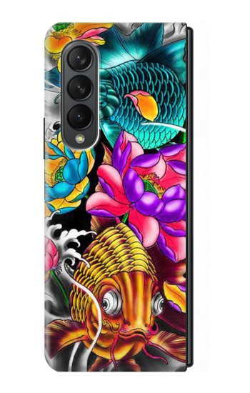 S1630 Poissons japonais Oriental Tatouage Etui Coque Housse pour Samsung Galaxy Z Fold 3 5G