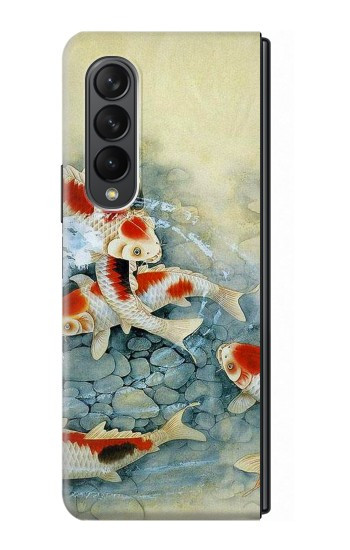 S1654 Carpe Koï poisson Peinture Art Etui Coque Housse pour Samsung Galaxy Z Fold 3 5G
