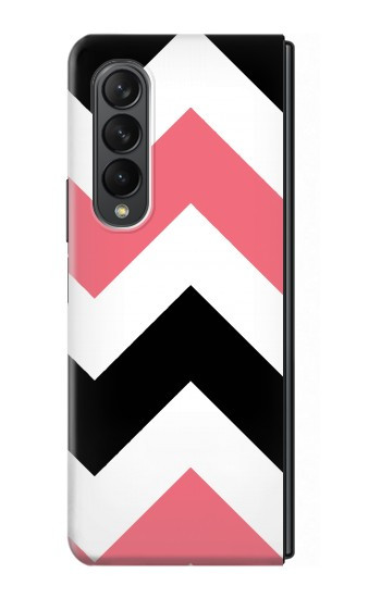 S1849 Rose Noir Chevron Zigzag Etui Coque Housse pour Samsung Galaxy Z Fold 3 5G