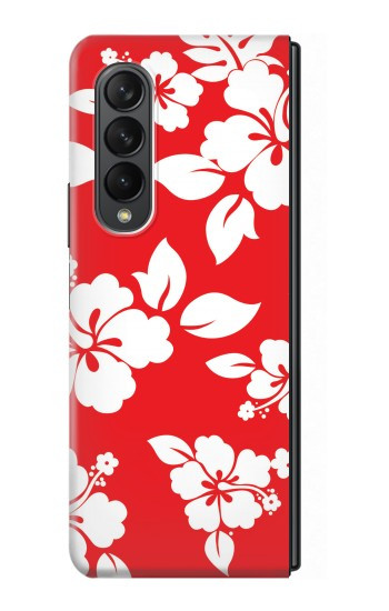 S1949 Motif Hibiscus hawaïenne Etui Coque Housse pour Samsung Galaxy Z Fold 3 5G