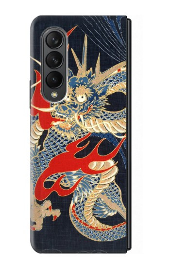 S2073 Japon dragon Art Etui Coque Housse pour Samsung Galaxy Z Fold 3 5G