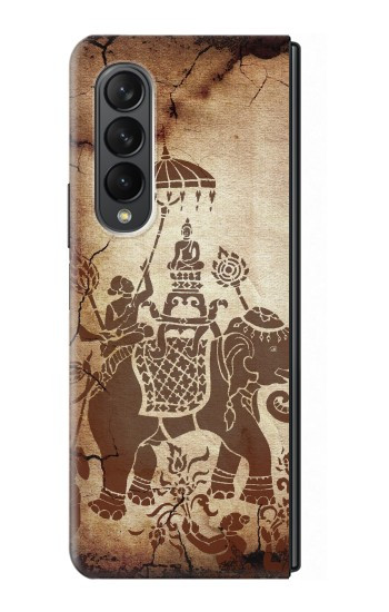 S2102 Art de la peinture thaïlandaise Bouddha sur Elephant Etui Coque Housse pour Samsung Galaxy Z Fold 3 5G