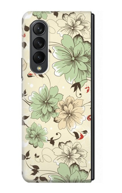 S2179 Motif Fleur Floral Art Millésime Etui Coque Housse pour Samsung Galaxy Z Fold 3 5G