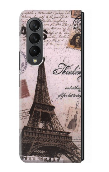 S2211 Carte postale de Paris Tour Eiffel Etui Coque Housse pour Samsung Galaxy Z Fold 3 5G