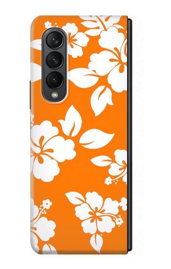 S2245 Hawai Hibiscus Motif orange Etui Coque Housse pour Samsung Galaxy Z Fold 3 5G