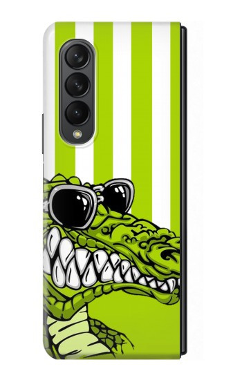 S2323 Crocodile vert drôle d'alligator Etui Coque Housse pour Samsung Galaxy Z Fold 3 5G
