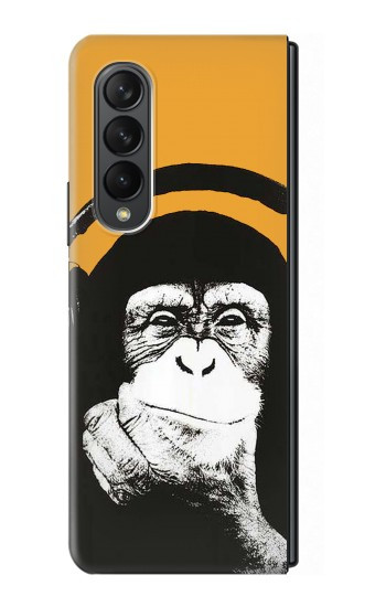 S2324 Singe drôle avec casque Pop Musique Etui Coque Housse pour Samsung Galaxy Z Fold 3 5G