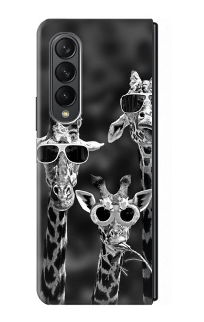 S2327 Girafes avec lunettes de soleil Etui Coque Housse pour Samsung Galaxy Z Fold 3 5G