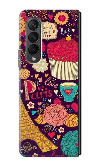 S2353 Paris Dessin Motif de Millésime Etui Coque Housse pour Samsung Galaxy Z Fold 3 5G