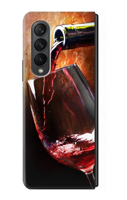 S2396 Rouge Bouteille de vin et le verre Etui Coque Housse pour Samsung Galaxy Z Fold 3 5G