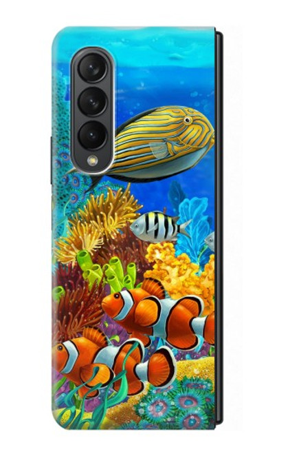 S2568 Mer Poissons marins Coraux Sous-marine Océan Etui Coque Housse pour Samsung Galaxy Z Fold 3 5G