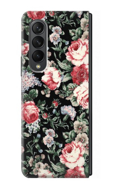 S2727 Motif Rose millésimé Etui Coque Housse pour Samsung Galaxy Z Fold 3 5G