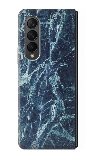 S2799 Lumière Bleu Marbre Pierre Imprimé Graphique Etui Coque Housse pour Samsung Galaxy Z Fold 3 5G