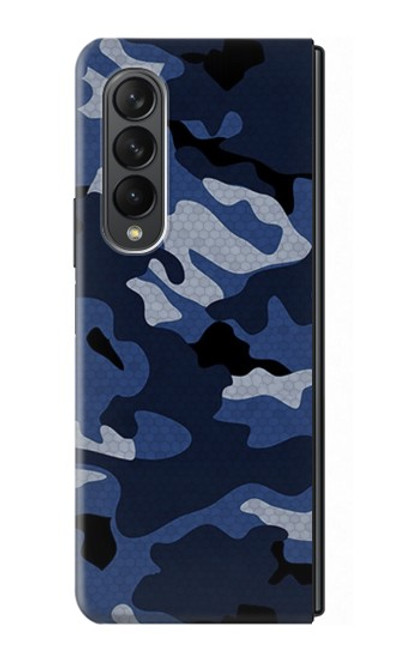 S2959 Marine Bleu Camo camouflage Etui Coque Housse pour Samsung Galaxy Z Fold 3 5G