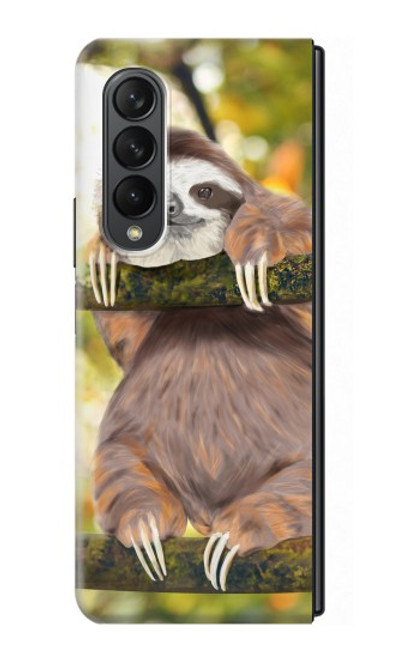 S3138 Peinture mignon bébé Sloth Etui Coque Housse pour Samsung Galaxy Z Fold 3 5G