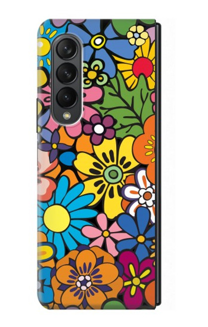 S3281 Motif coloré Hippie Fleurs Etui Coque Housse pour Samsung Galaxy Z Fold 3 5G