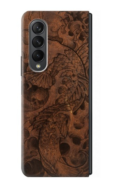 S3405 Graphique poisson Tatouage cuir Imprimer Etui Coque Housse pour Samsung Galaxy Z Fold 3 5G