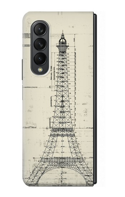 S3474 Dessin Architectural Eiffel Etui Coque Housse pour Samsung Galaxy Z Fold 3 5G