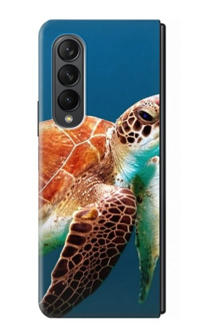S3497 Vert tortue de mer Etui Coque Housse pour Samsung Galaxy Z Fold 3 5G