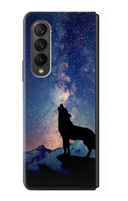 S3555 Loup Hurlant Million étoiles Etui Coque Housse pour Samsung Galaxy Z Fold 3 5G