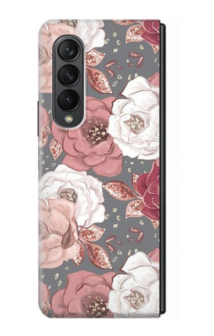 S3716 Motif floral rose Etui Coque Housse pour Samsung Galaxy Z Fold 3 5G