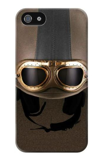 S2645 Vintage Brown Goggles Motorcycle Helmet Etui Coque Housse pour iPhone 5 5S SE