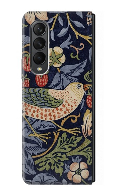 S3791 William Morris Strawberry Thief Fabric Etui Coque Housse pour Samsung Galaxy Z Fold 3 5G