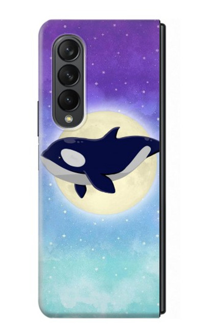 S3807 Killer Whale Orca Lune Pastel Fantaisie Etui Coque Housse pour Samsung Galaxy Z Fold 3 5G