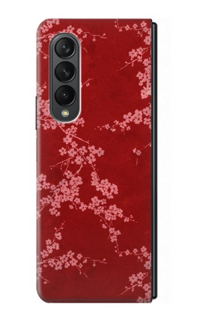 S3817 Motif de fleurs de cerisier floral rouge Etui Coque Housse pour Samsung Galaxy Z Fold 3 5G