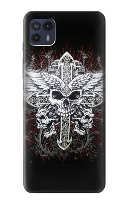 S1434 Crâne Tatouage Motard Aile Etui Coque Housse pour Motorola Moto G50 5G [for G50 5G only. NOT for G50]