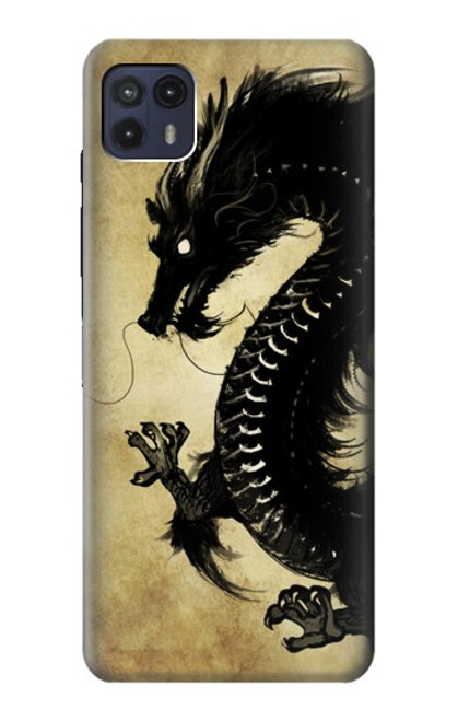 S1482 Peinture Noir dragon Etui Coque Housse pour Motorola Moto G50 5G [for G50 5G only. NOT for G50]